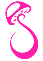 A pink letter s on a white background