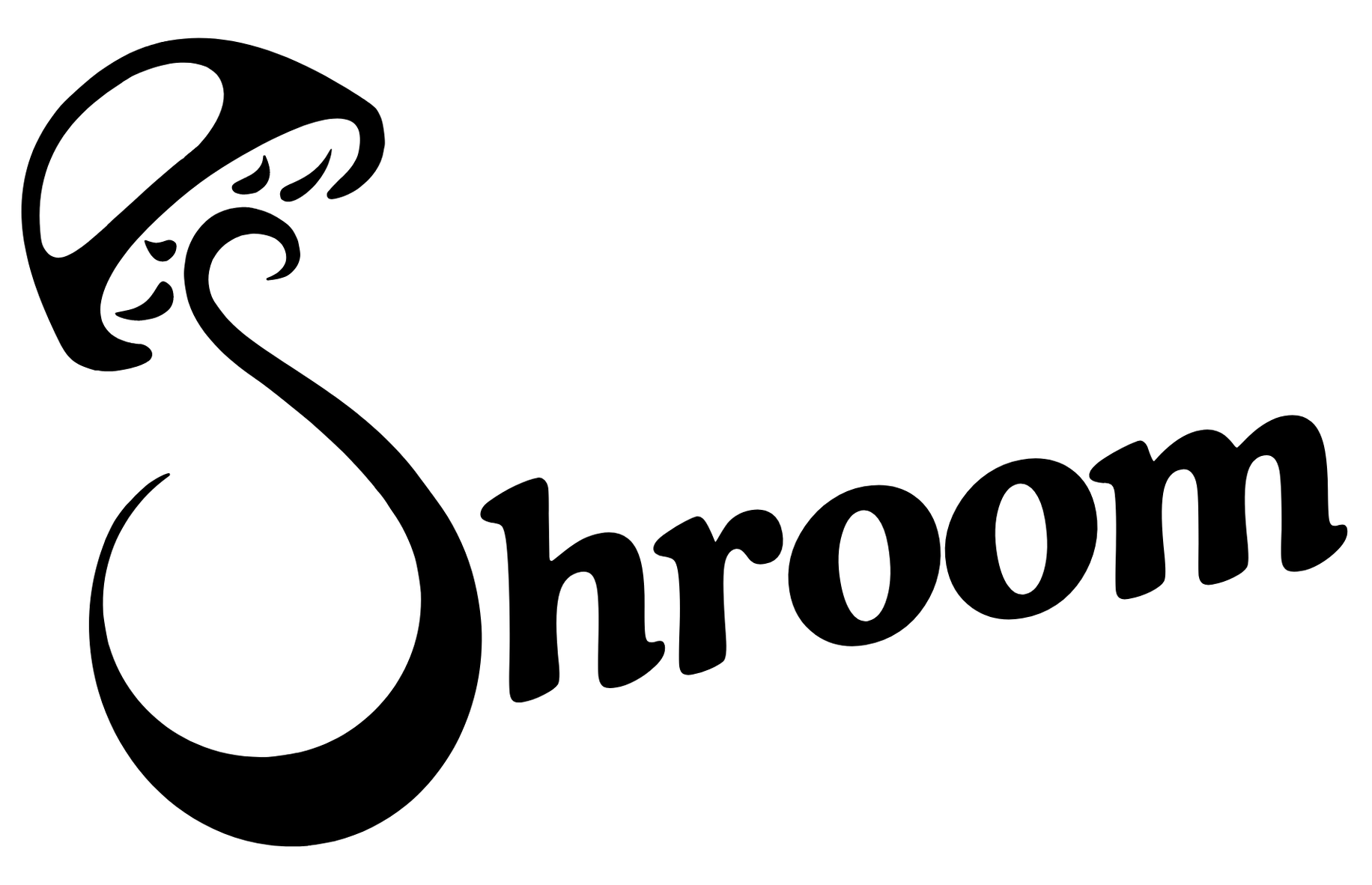 A black and white logo for a company called shroom.