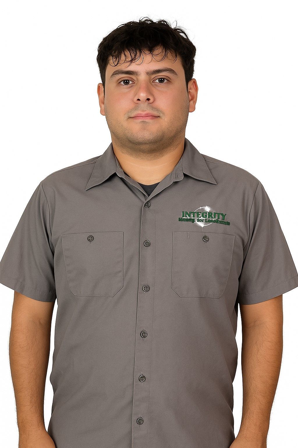 A man wearing a black vest with the word lanz on it