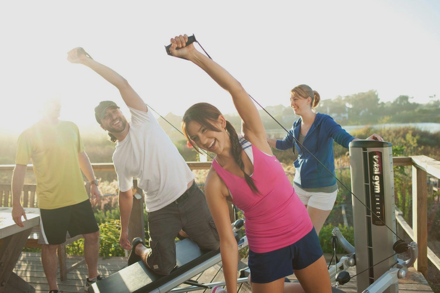 group of people doing exercise