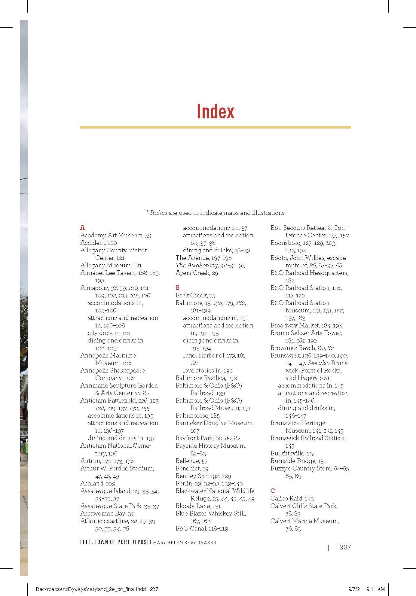 A page of a book with the word index on it.