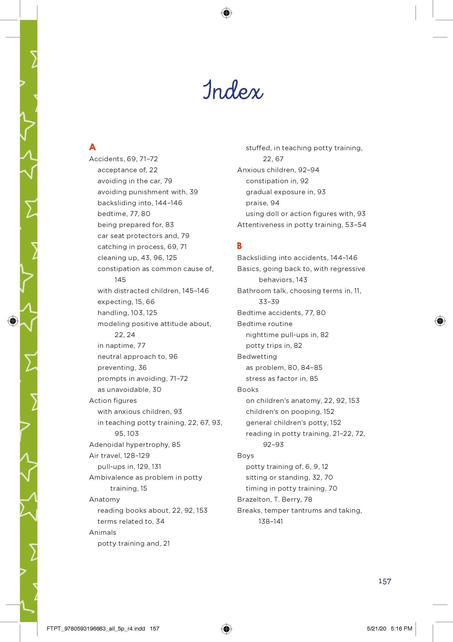 A page of a book with the word index on it