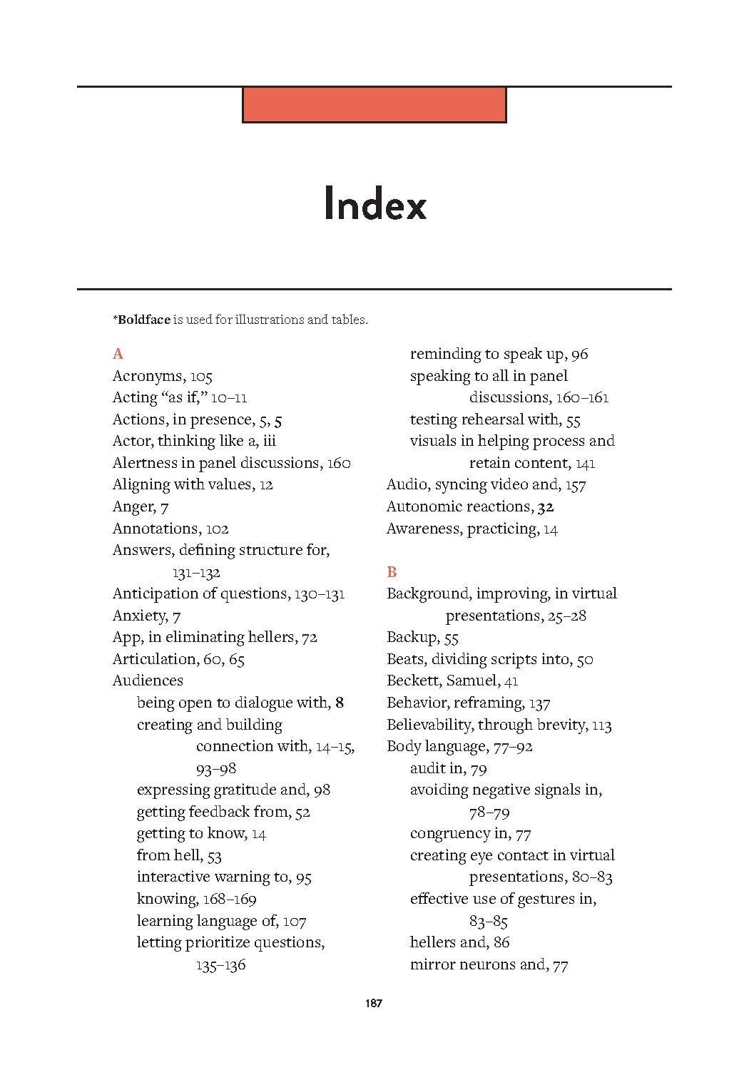 A page of a book with the word index on it.