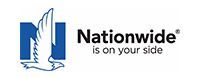 A blue and white logo for nationwide is on your side.