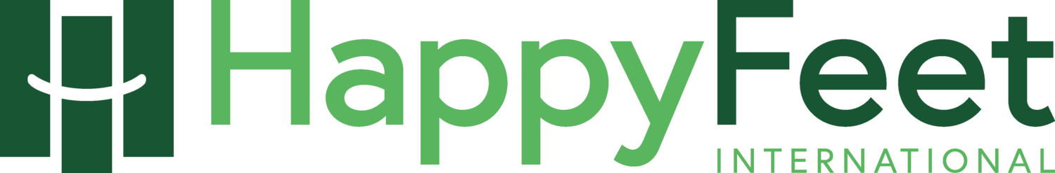 HappyFeet International logo in green.
