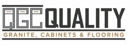 A logo for a company that sells granite , cabinets and flooring.