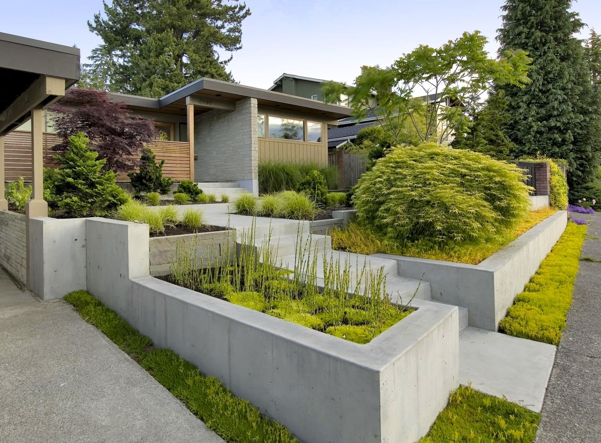 Seattle home with newly installed stamped concrete patio