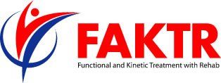 A red and blue logo for a company called fakta