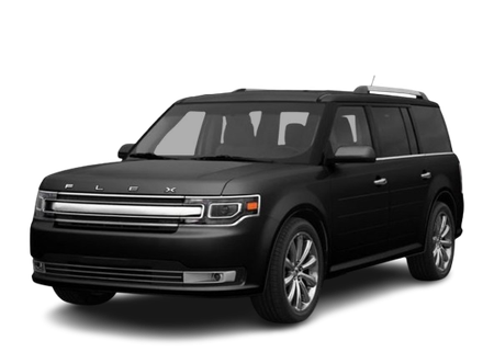A black ford flex is shown on a white background