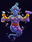 A logo for vividly vibrant cleaning services with a genie