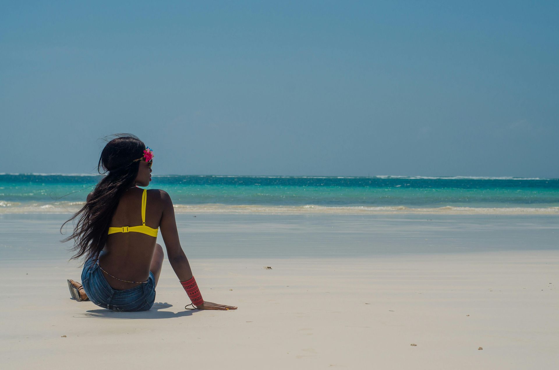 Lady on the beach in Diani Kenya