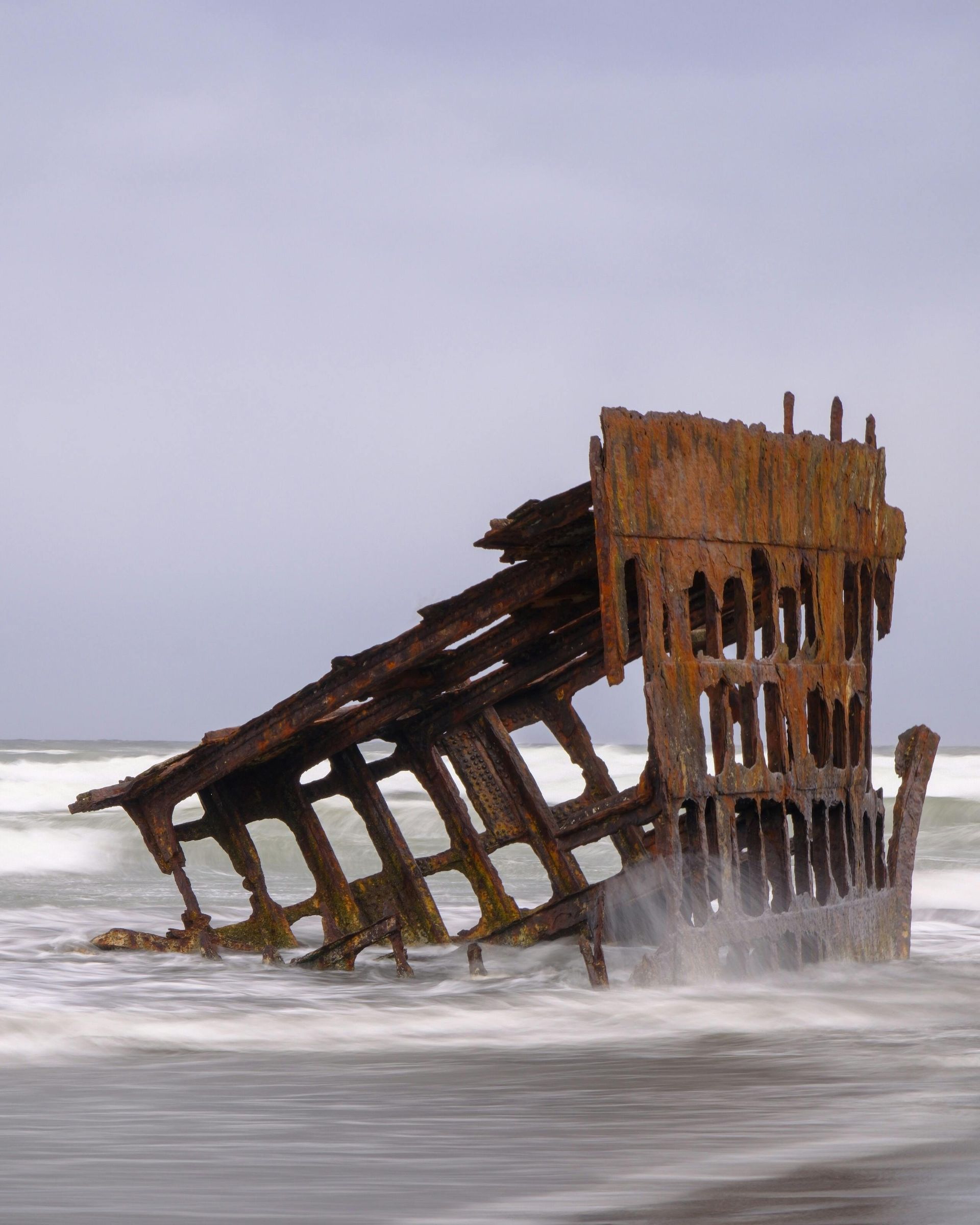 A large shipwreck structure on the Skeleton Coast