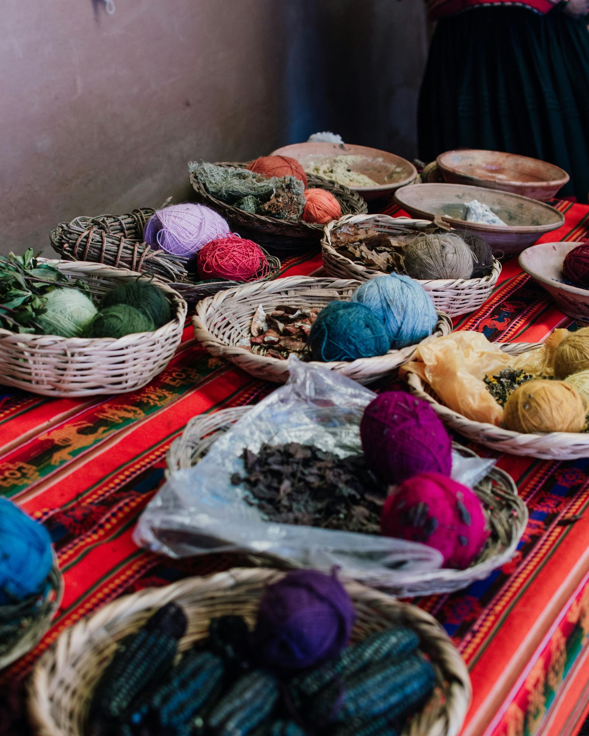 Colourful wool used in Hmong weaves