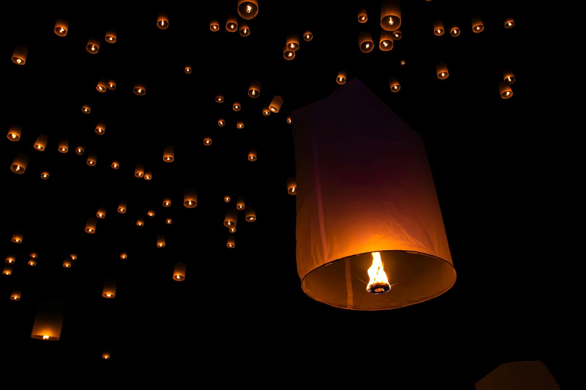 Lanterns flying in Thailand
