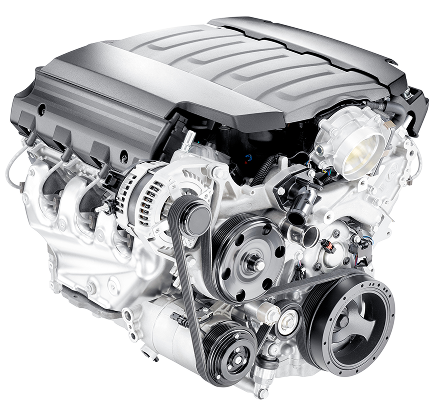 A close up of a car engine on a white background. | 19th Avenue Garage