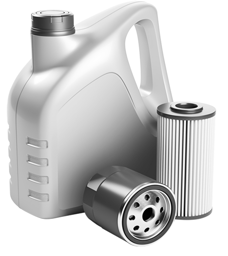 A bottle of oil next to a filter on a white background | 19th Avenue Garage