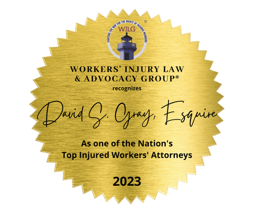 A gold seal that says workers injury law & advocacy group