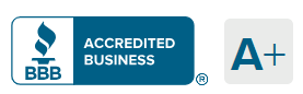 A bbb logo that says accredited business a+