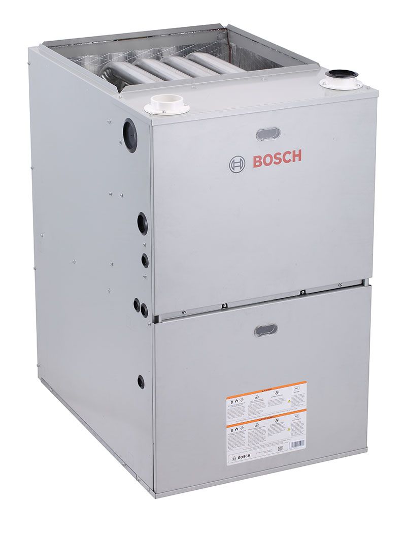 A bosch gas furnace is shown on a white background.