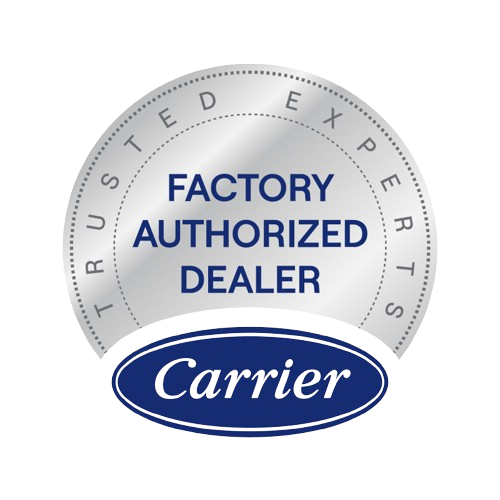 A carrier factory authorized dealer logo on a white background