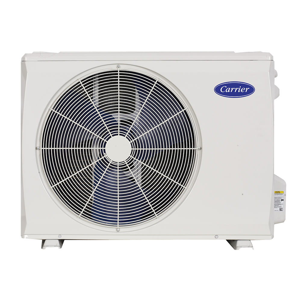 A carrier air conditioner with a large fan on a white background.