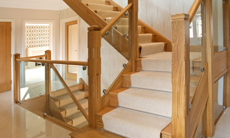 Carpets installed for wooden staircases
