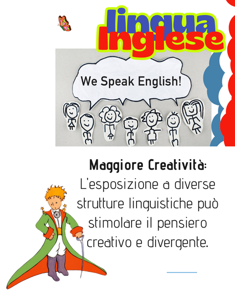 Poster sull'apprendimento della lingua inglese, con la scritta