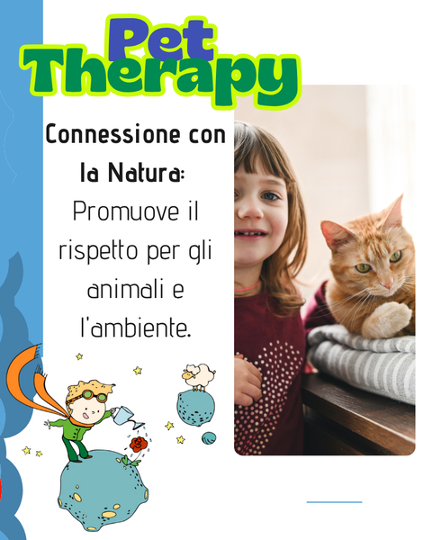 Una bambina sorride accanto a un gatto arancione. La scritta recita