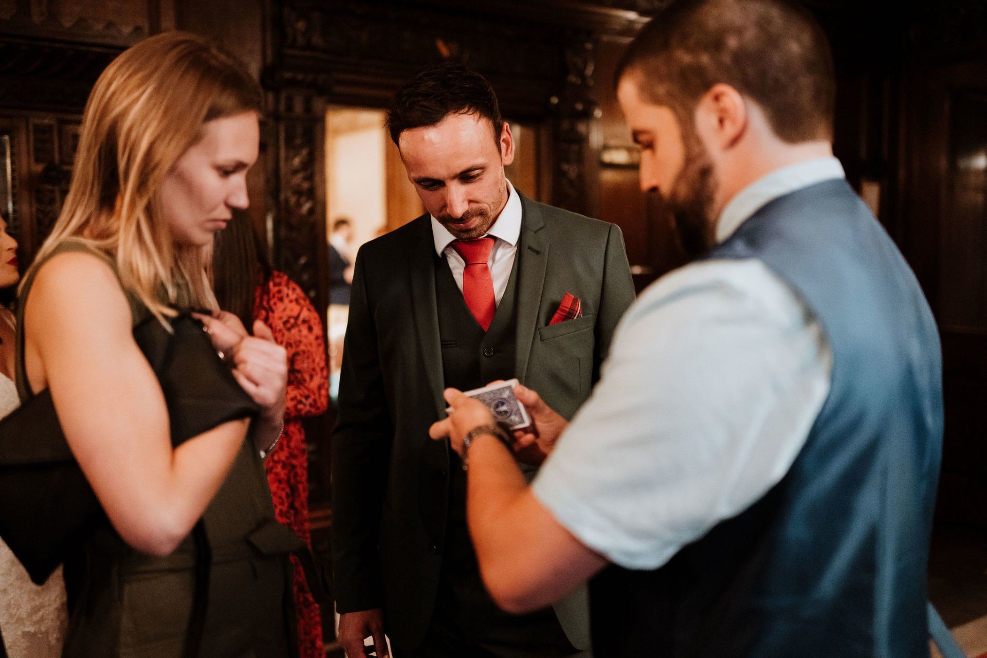 Table magic by Bristol wedding magician Daniel Chard during the wedding breakfast