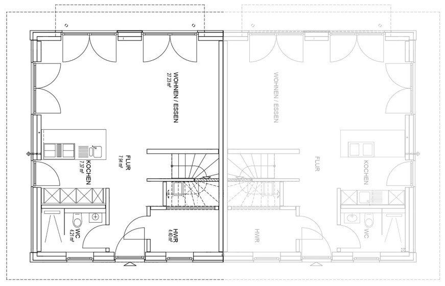 Grundriss Erdgeschoss - Ferienhaus Seeperle Harlesiel
