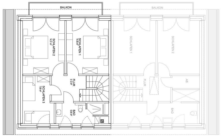 Grundriss Obergeschoss - Ferienhaus Seeperle Harlesiel