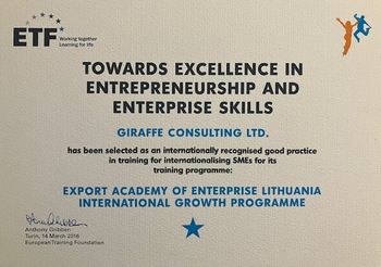ETF Award to Giraffe Consulting for Export Training, Training in internationalising SMEs