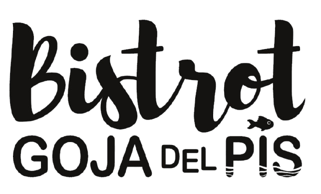 Il logo "Bistrot GOJA DEL PIS" in testo nero, con una piccola icona di pesce sopra la lettera "I".