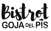 Il logo "Bistrot GOJA DEL PIS" in testo nero, con una piccola icona di pesce sopra la lettera "I".