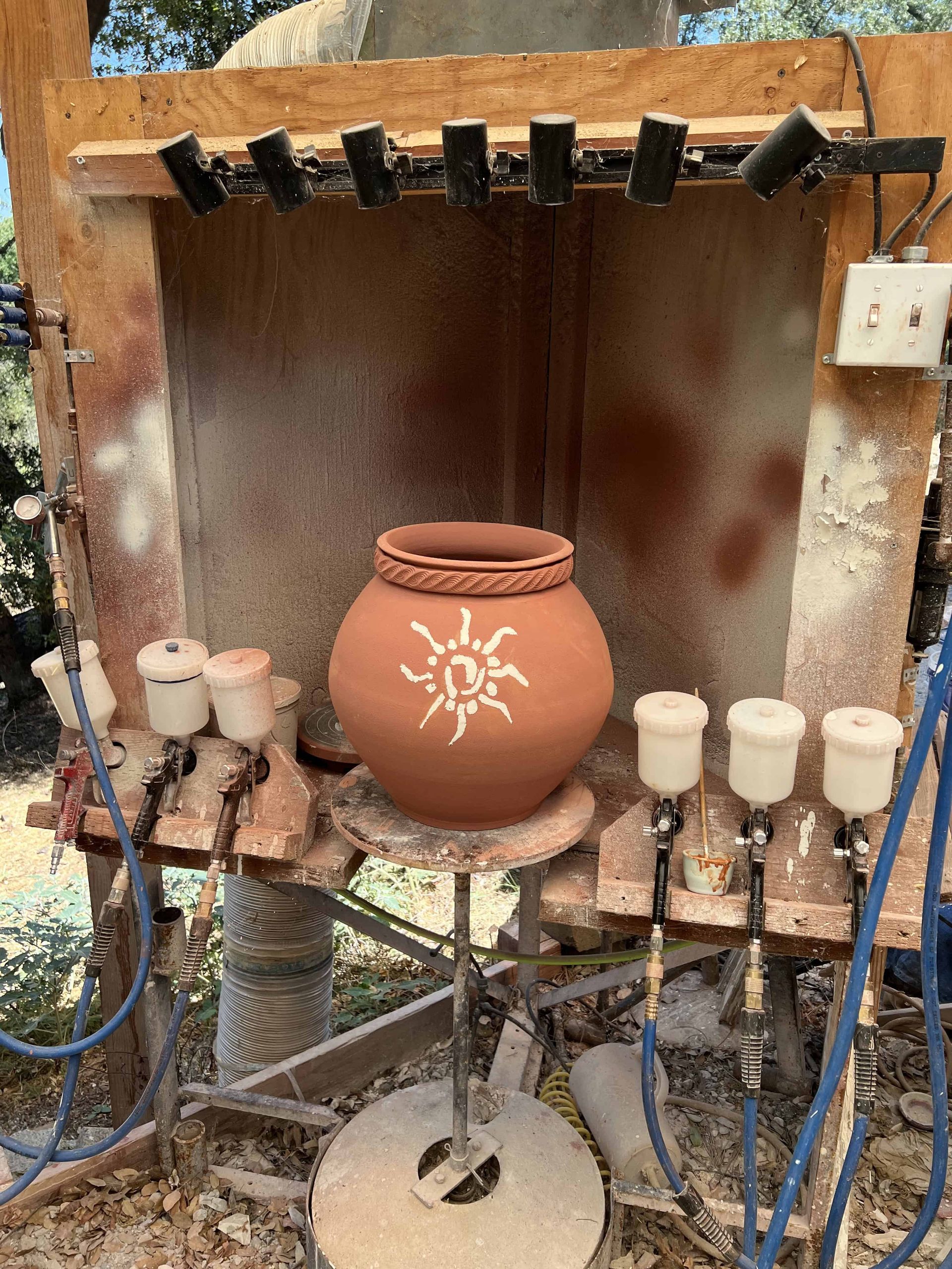 Large rain catcher in the spray booth 