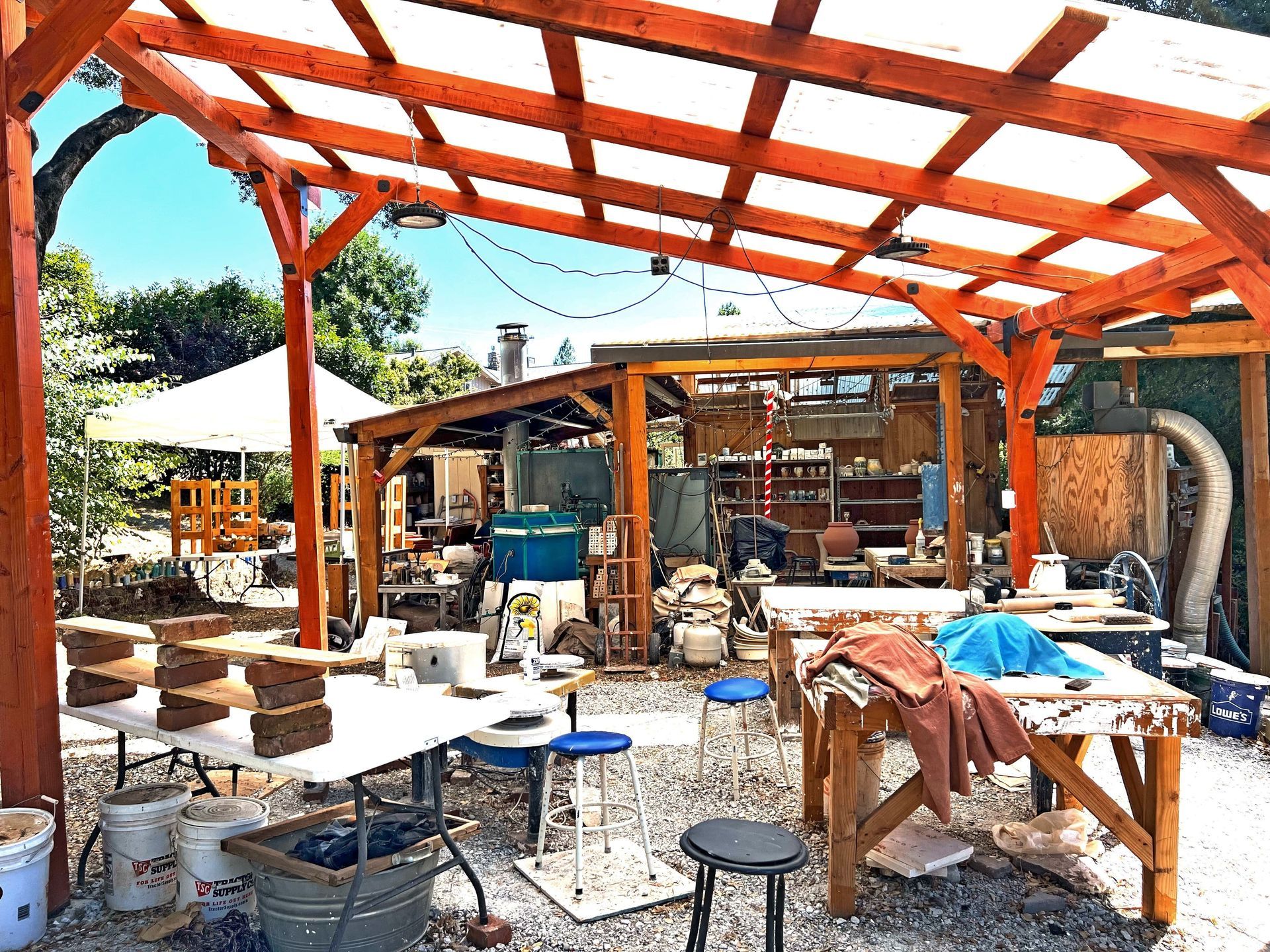 View of the open air studio areas