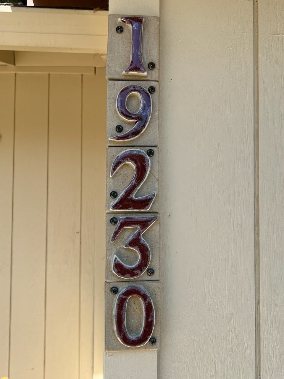 Example of house numbering made from clay. Glazed and 100% water proof 