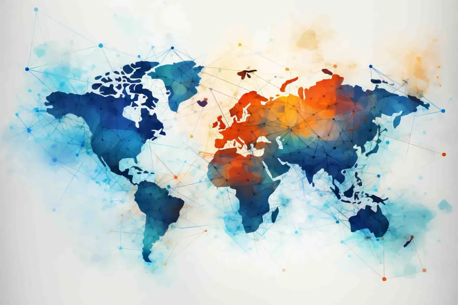 a watercolor painting of a map of the world on a white background