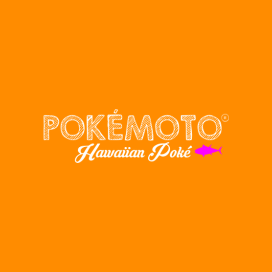 a logo for pokemoto hawaiian poke on an orange background