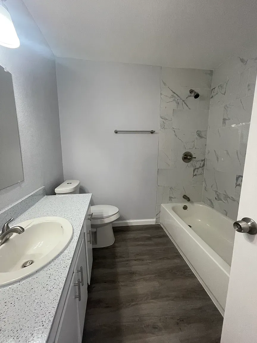 Photo of a restroom, showing a shower