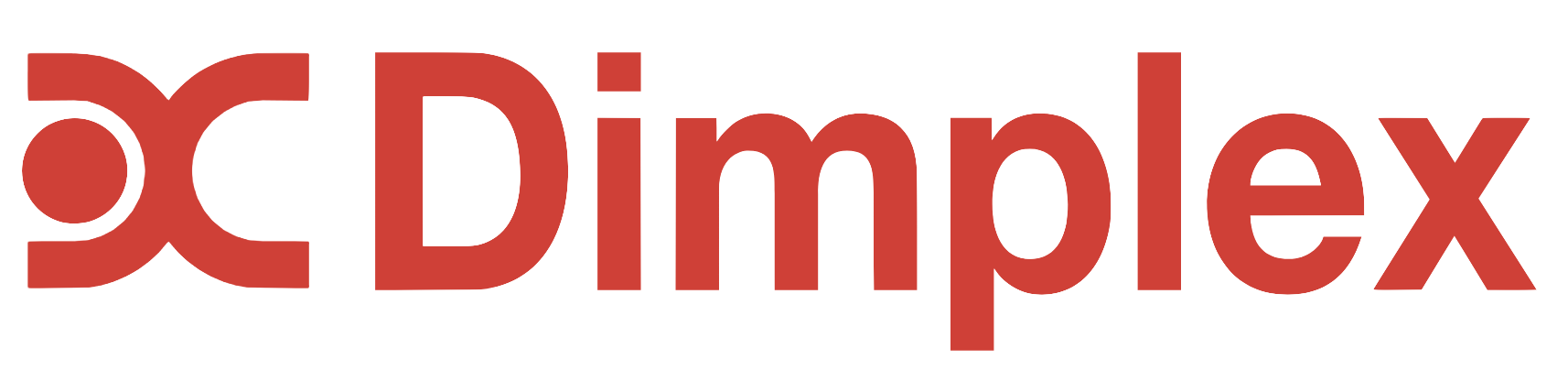 A red logo for dimplex on a white background