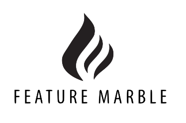 A black and white logo for feature marble