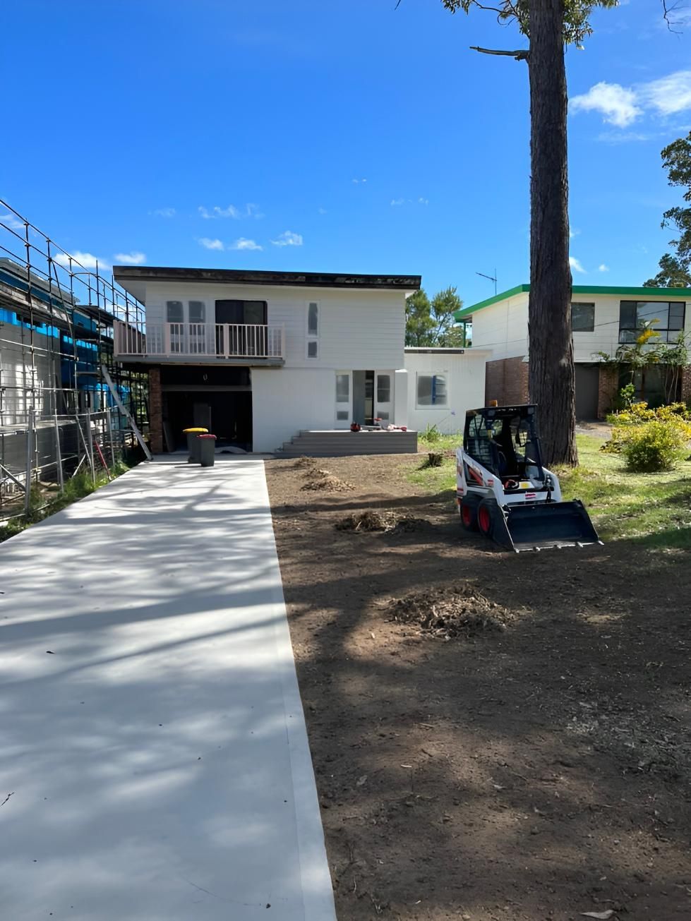Two-story White House Under Construction With New Driveway — LD Carpentry in Bowral, NSW