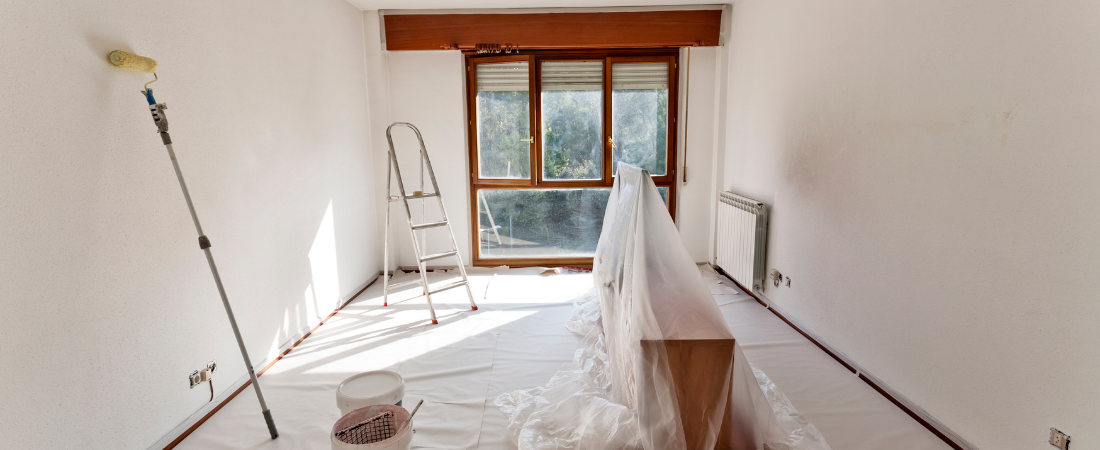 interior room with tools to prepare for painting