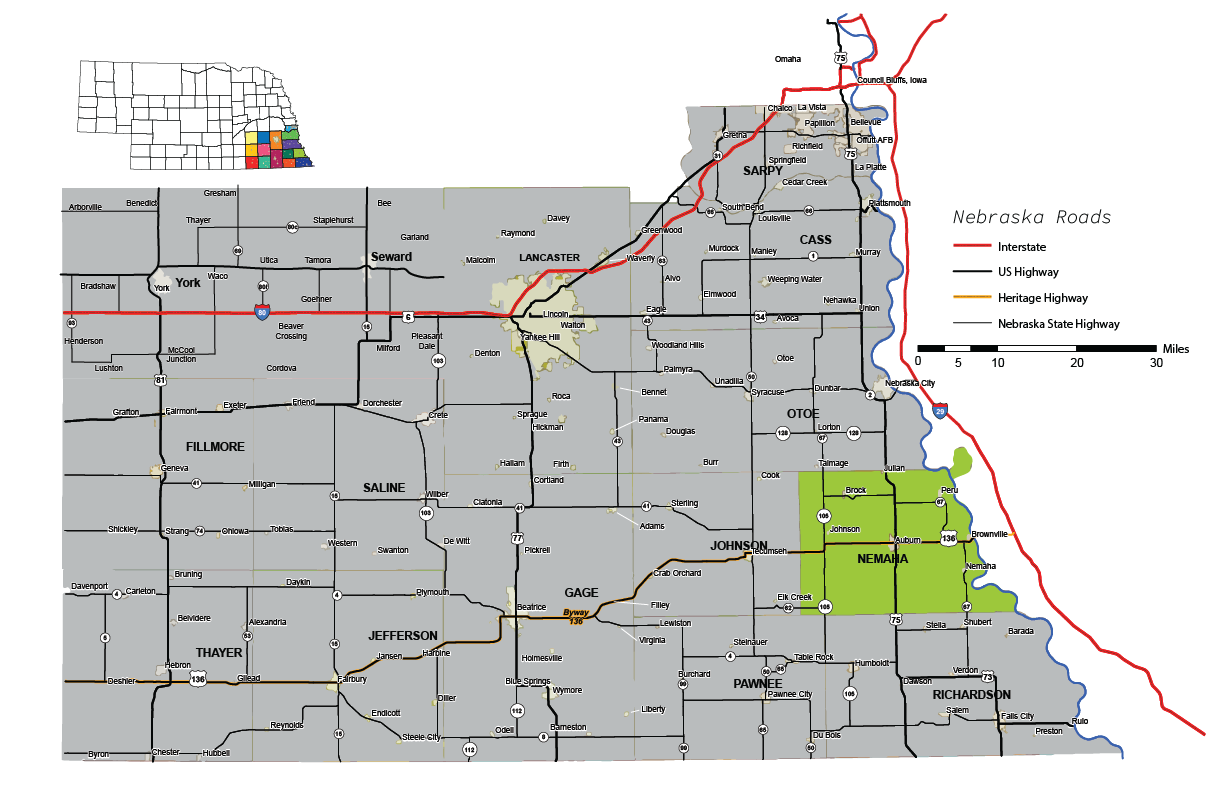 nemaha county in southeast nebraska