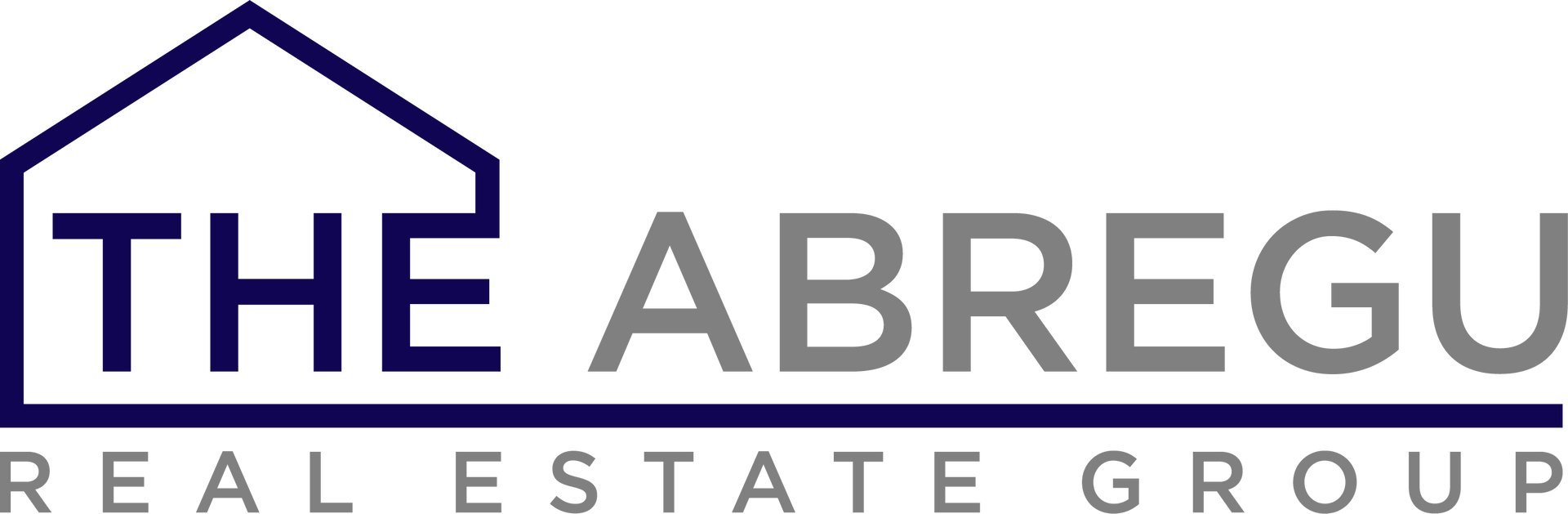 The logo for the abregu real estate group shows a house with a roof.
