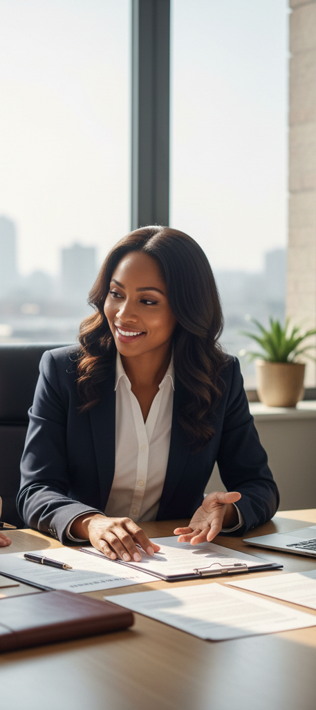 A man and a woman are sitting at a table looking at a piece of paper.