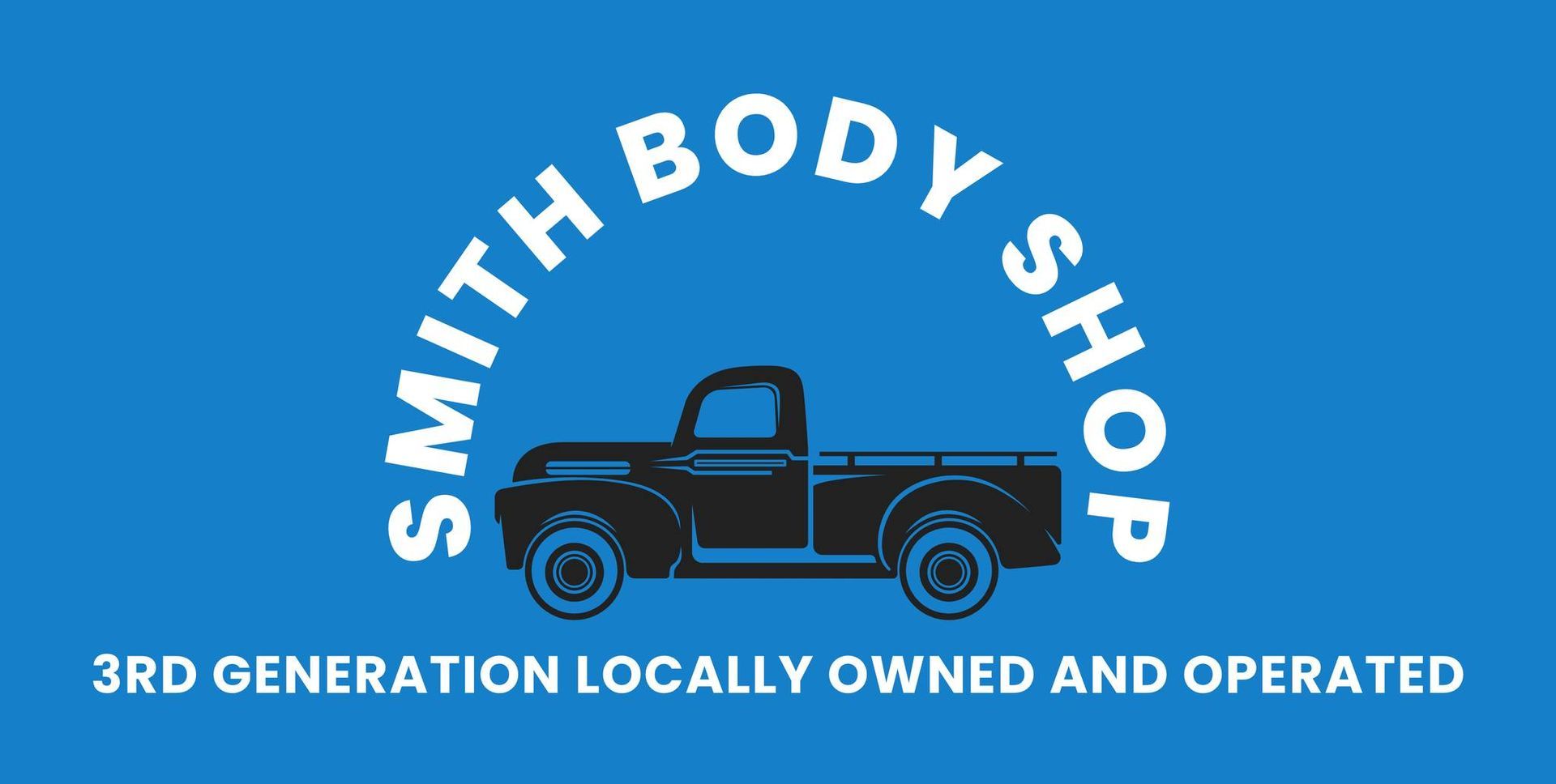 Blue Smith Body Shop logo with a black truck and text.