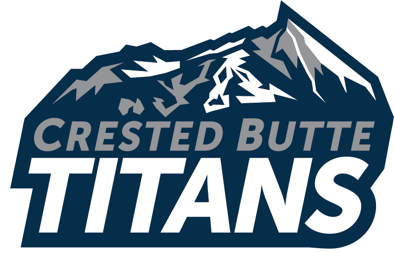 A logo for the crested butte titans with a mountain in the background