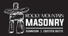 a black and white logo for rocky mountain masonry .